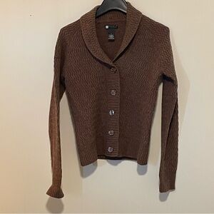 Carol Little Lamb’s Wool brown Cable Knit Women's Sweater. Item # 11215
